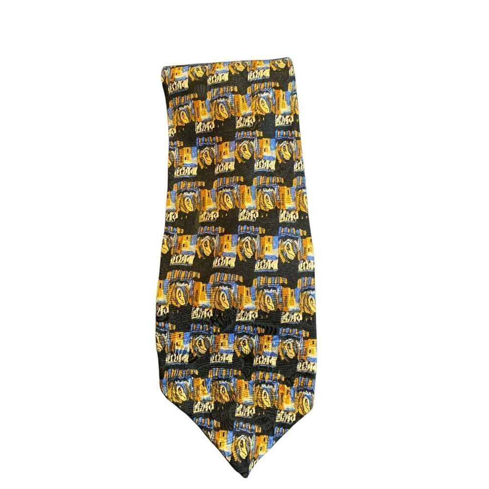 J. Garcia men’s navy beige, 100% silk vintage tie. 57
